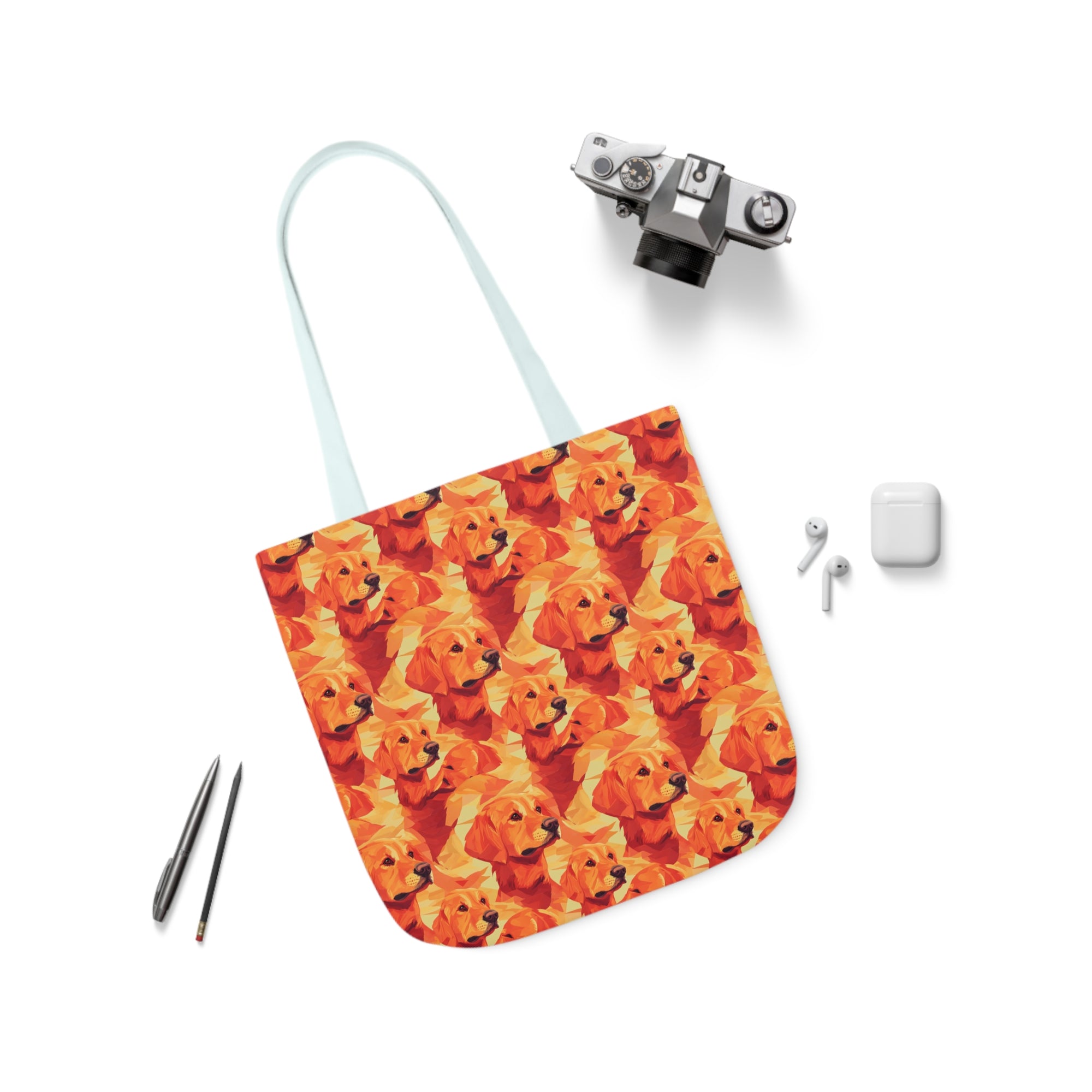 Golden Glamour Paws Canvas Tote Bag