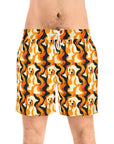 Golden Woof Abstract Glamour Men's Mid-Length Swim Shorts