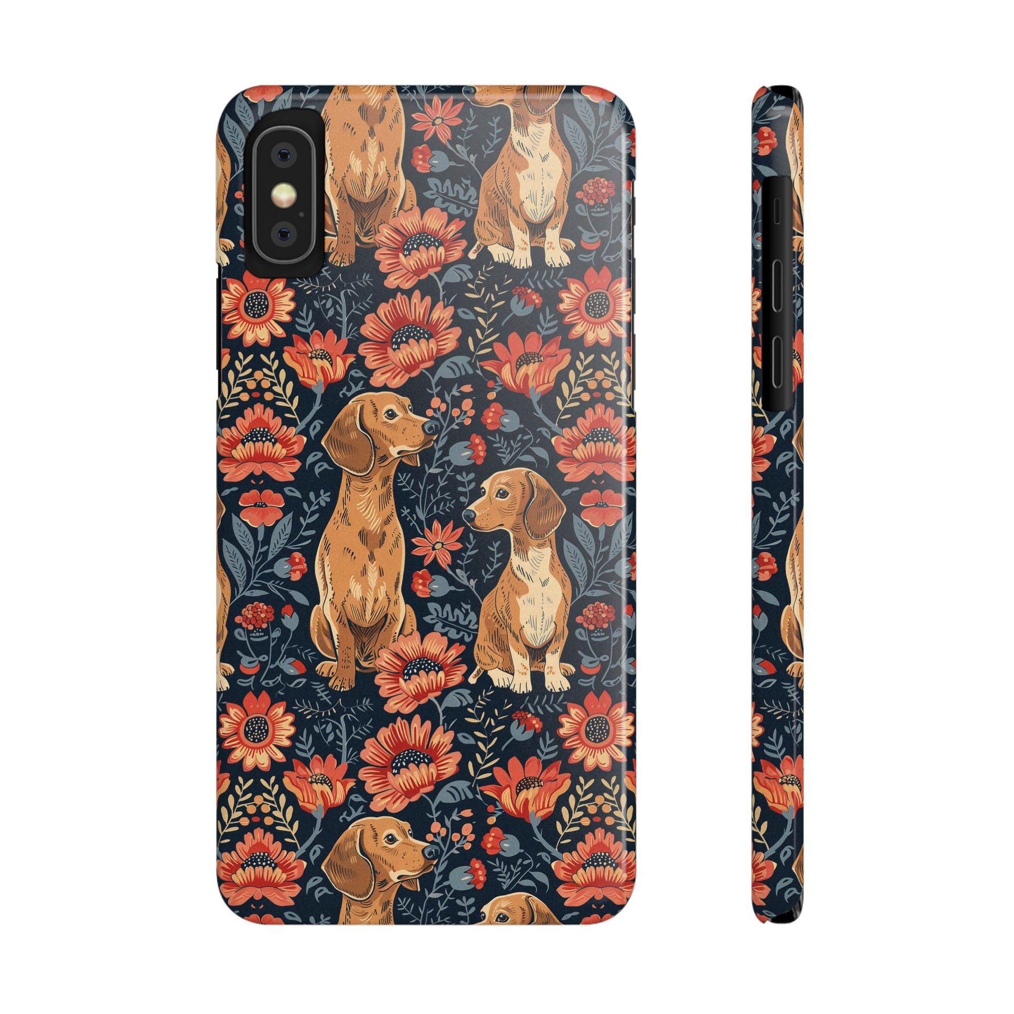 Floral Pawsome Dachsund Delight Slim Phone Cases