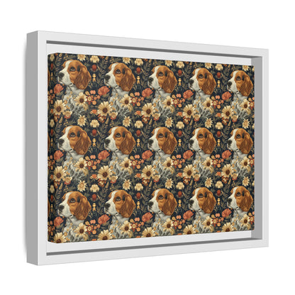 Beagle Blossoms Matte Canvas, Framed