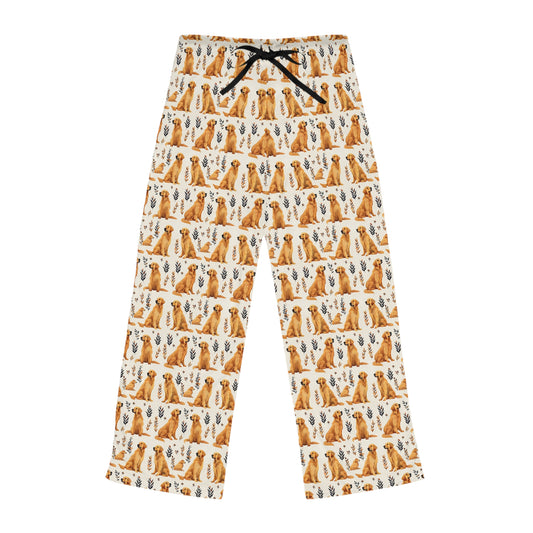 Golden Glamour Paws - Luxe Licks for Regal Retrievers Women's Pajama Pants