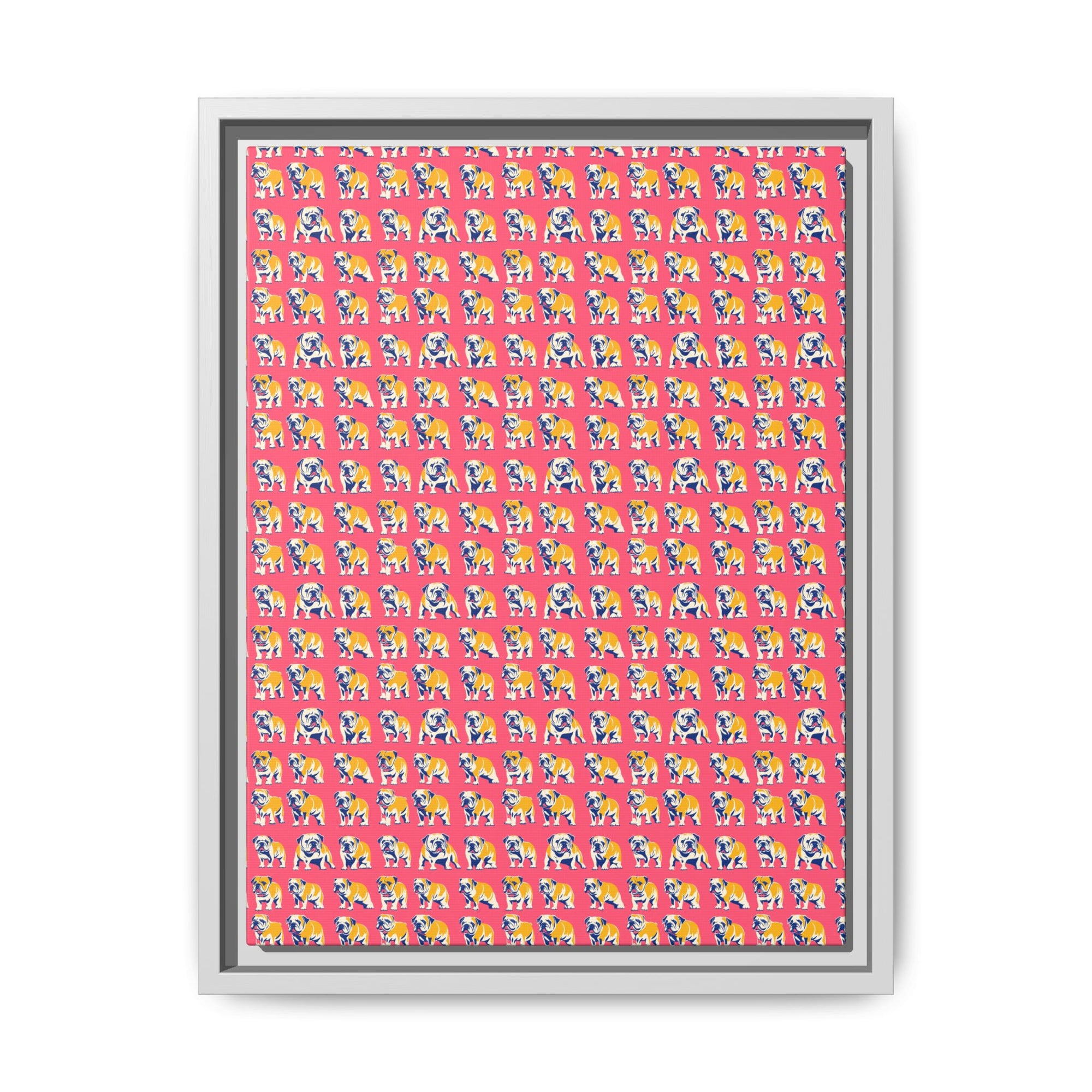 Bubblegum Glamour Bulldog Bouquet Matte Canvas, Framed