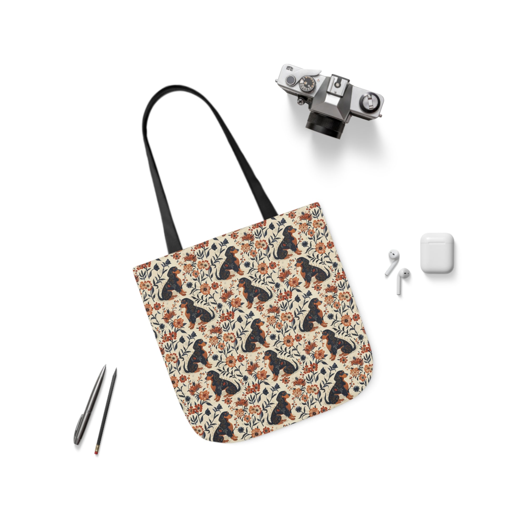 Blossoming Dachshunds Delight Canvas Tote Bag