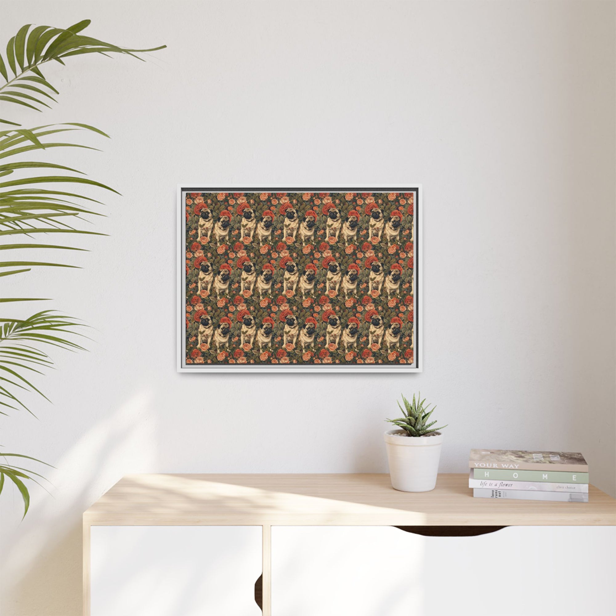 Blooming Pug Paradise Matte Canvas, Framed