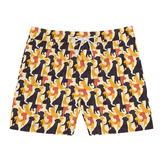 Modern Charm Labrador Chic Men's Mid-Length Swim Shorts