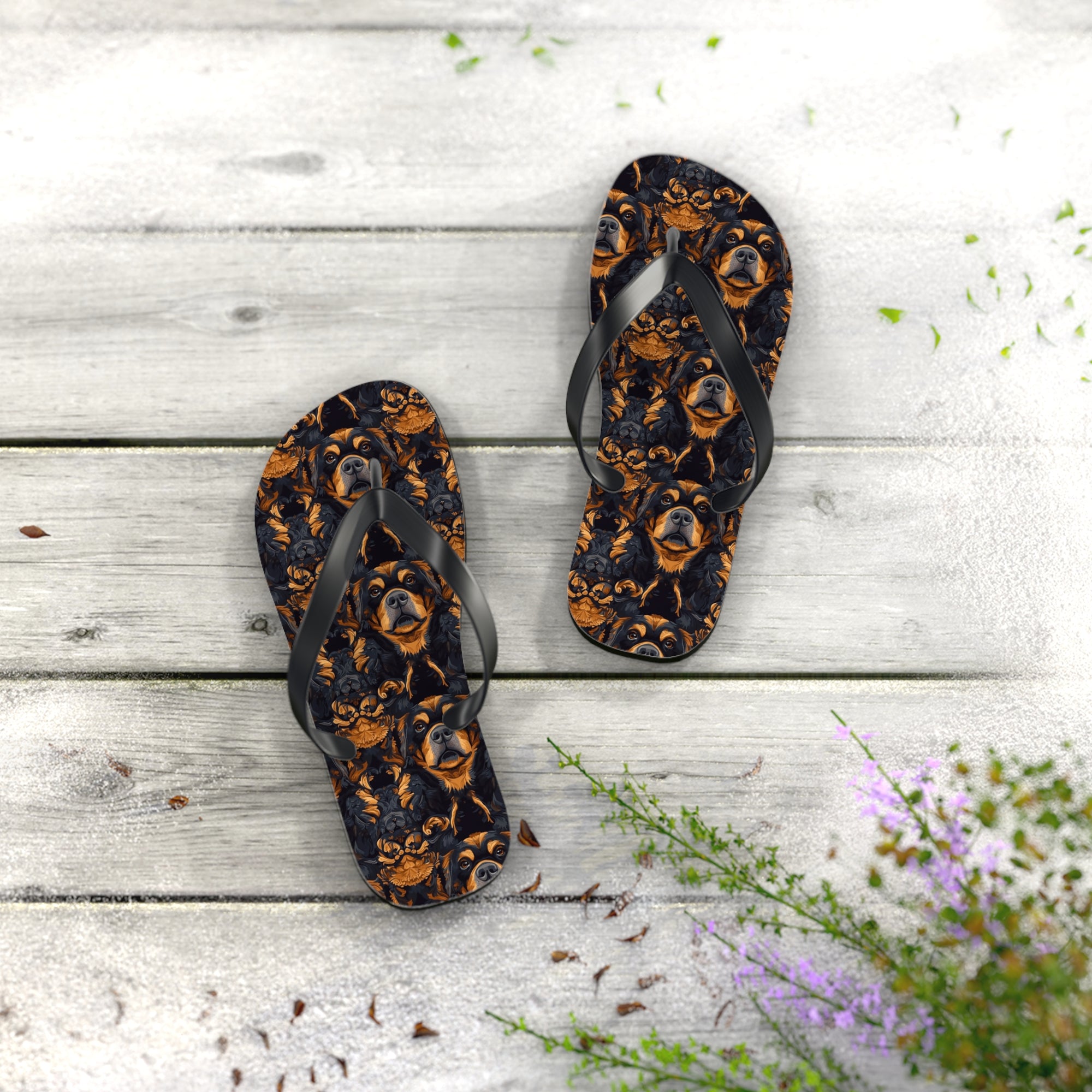 Modern Rottweiler Royalty Flip Flops