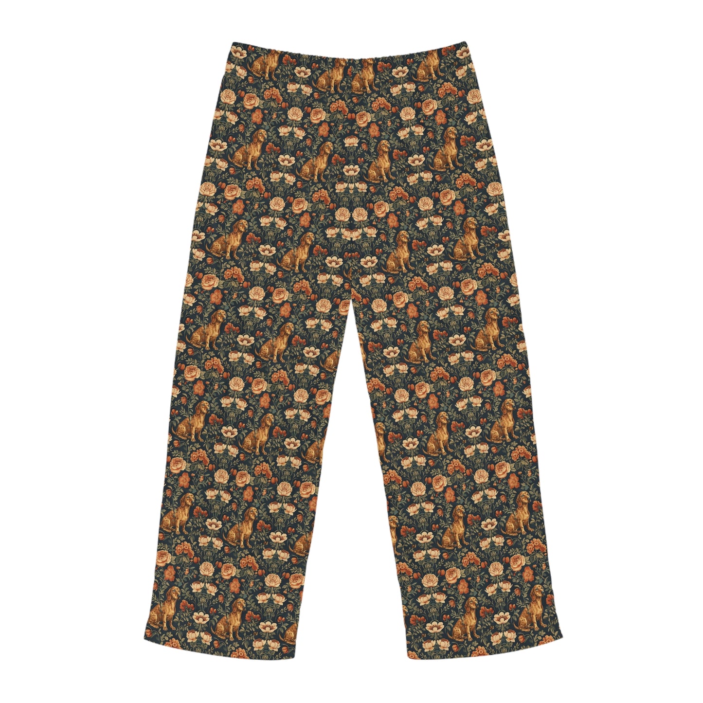 Dazzling Dachsund Blossoms & Foliage Men's Pajama Pants