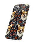 Floofy Corgi Blossom Blast Slim Phone Cases