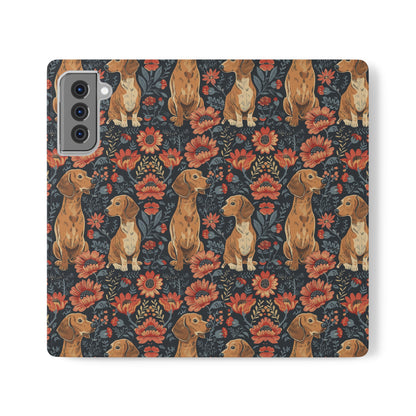 Floral Pawsome Dachsund Delight Flip Cases