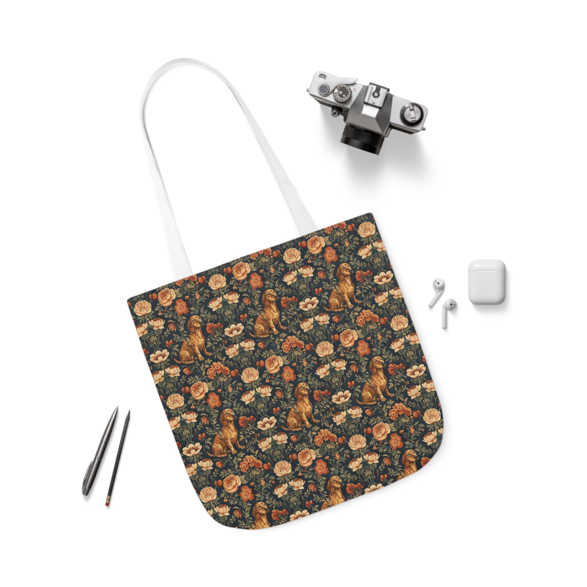 Dazzling Dachsund Blossoms &amp; Foliage Canvas Tote Bag