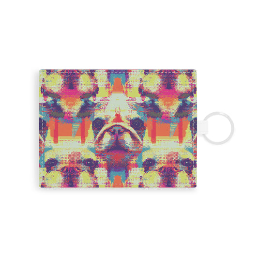 Glitchy Bulldog Blitz Leather Card Holder