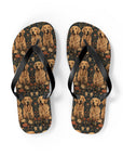 Fanciful Golden Paradise Blossom Flip Flops