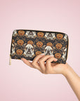 Bloomingly Bulldogistic Bouquet Zipper Wallet