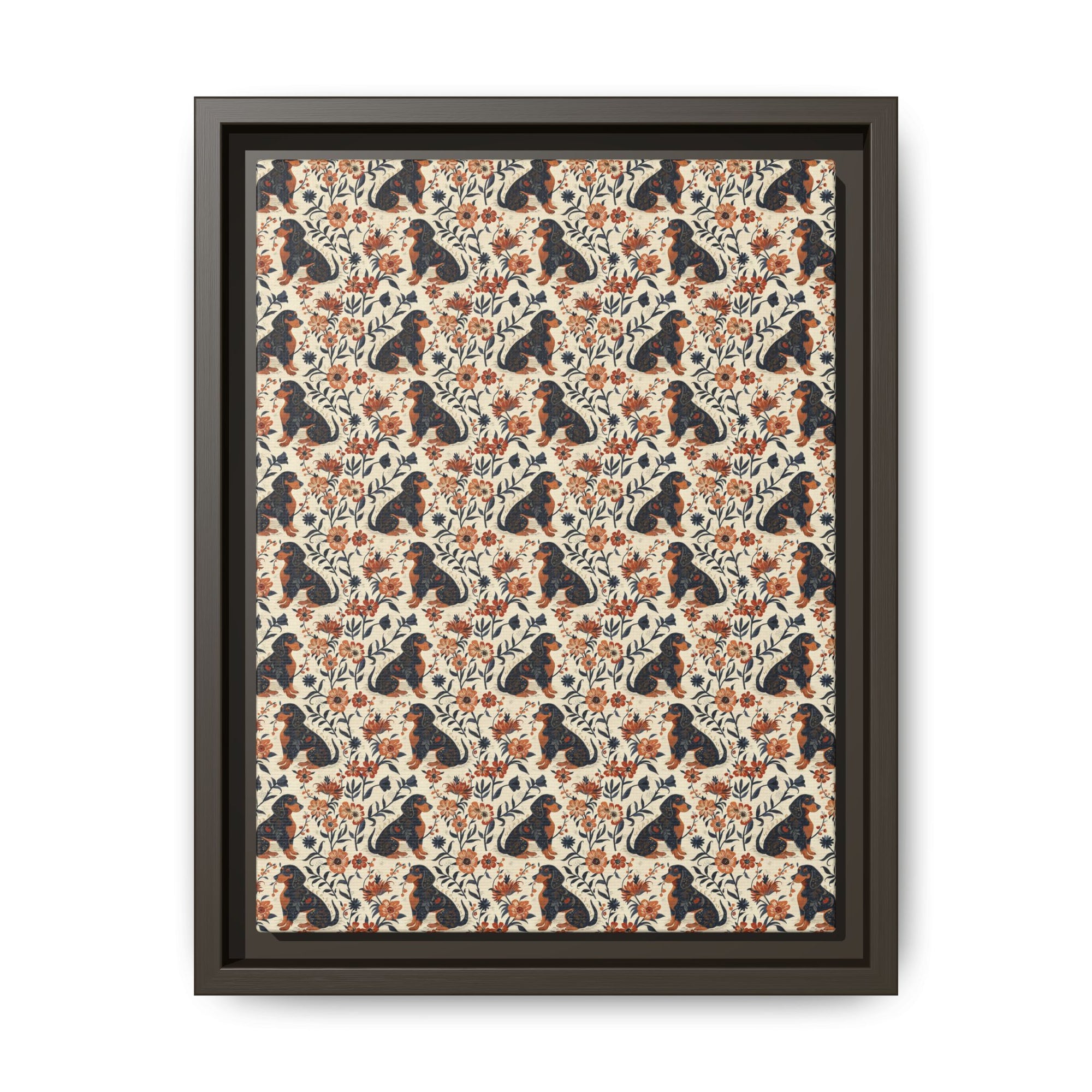 Blossoming Dachshunds Delight Matte Canvas, Framed