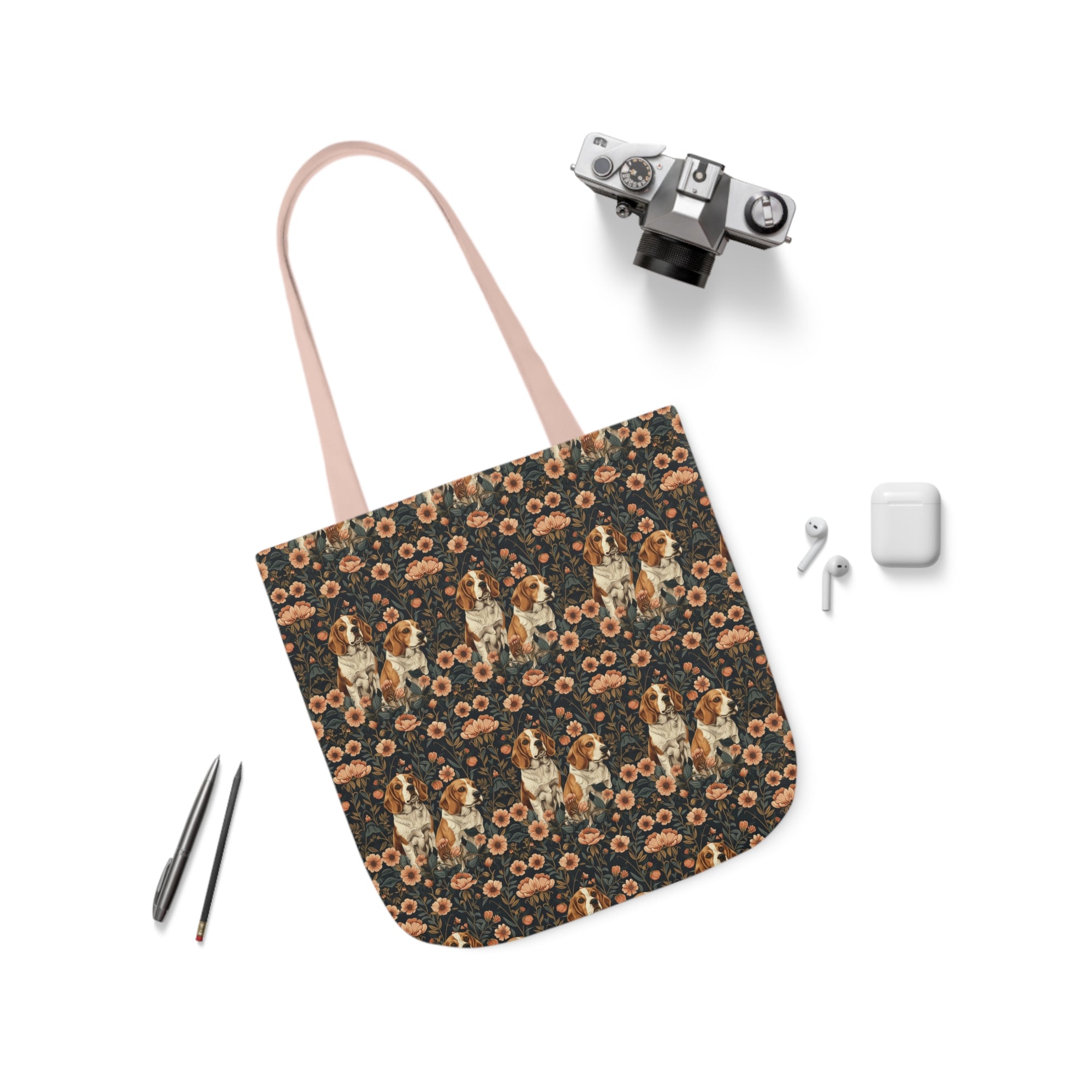 Beagle Blossom Bonanza Canvas Tote Bag