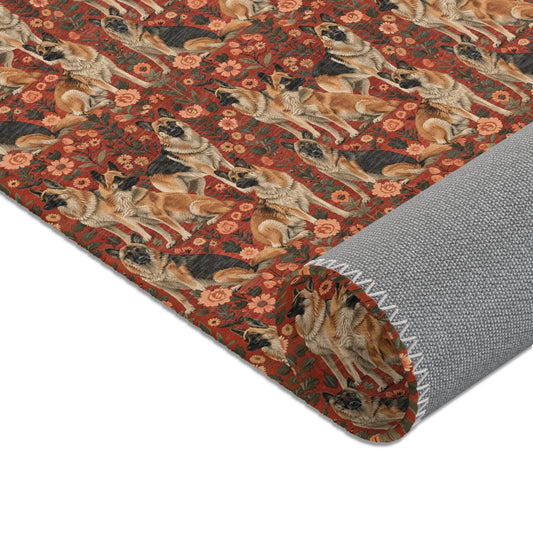 Shepherd's Splendor - German Shepherd William Morris Inspired Area Rug