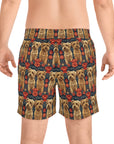 Yorkie Charm Twins Men's Mid-Length Swim Shorts