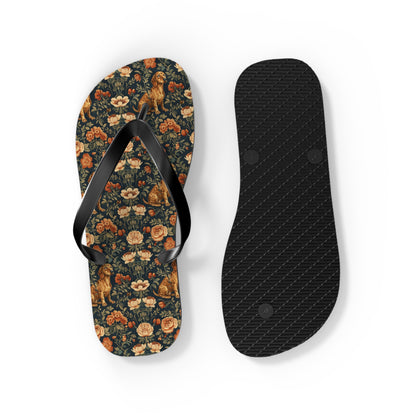 Dazzling Dachsund Blossoms & Foliage Flip Flops