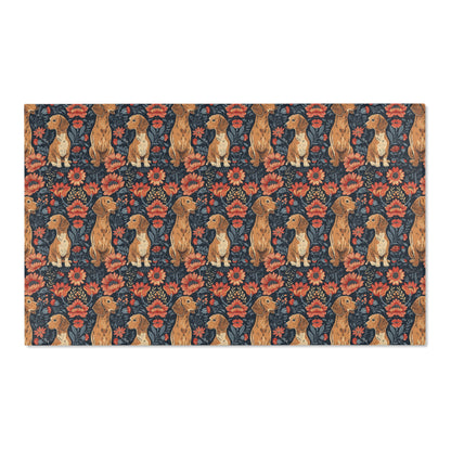 Dachshund Heritage - William Morris Inspired Area Rug