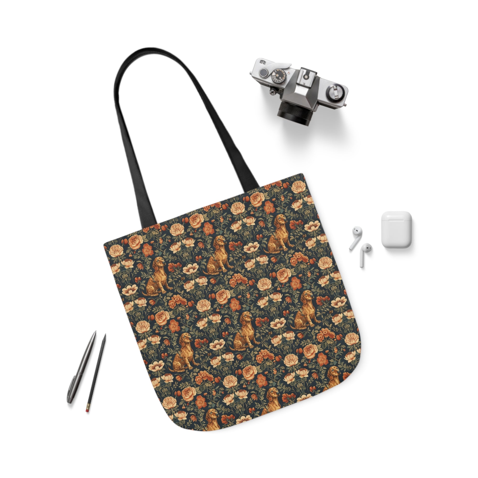 Dazzling Dachsund Blossoms &amp; Foliage Canvas Tote Bag