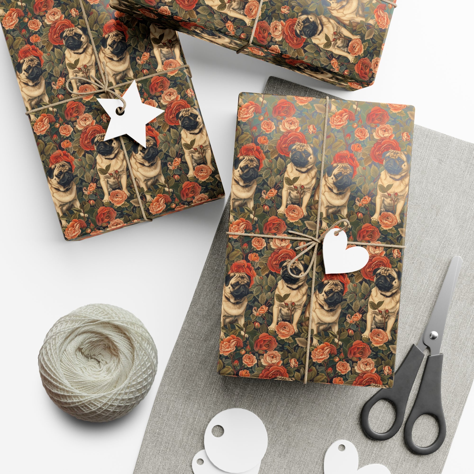 Blooming Pug Paradise Gift Wrap Papers