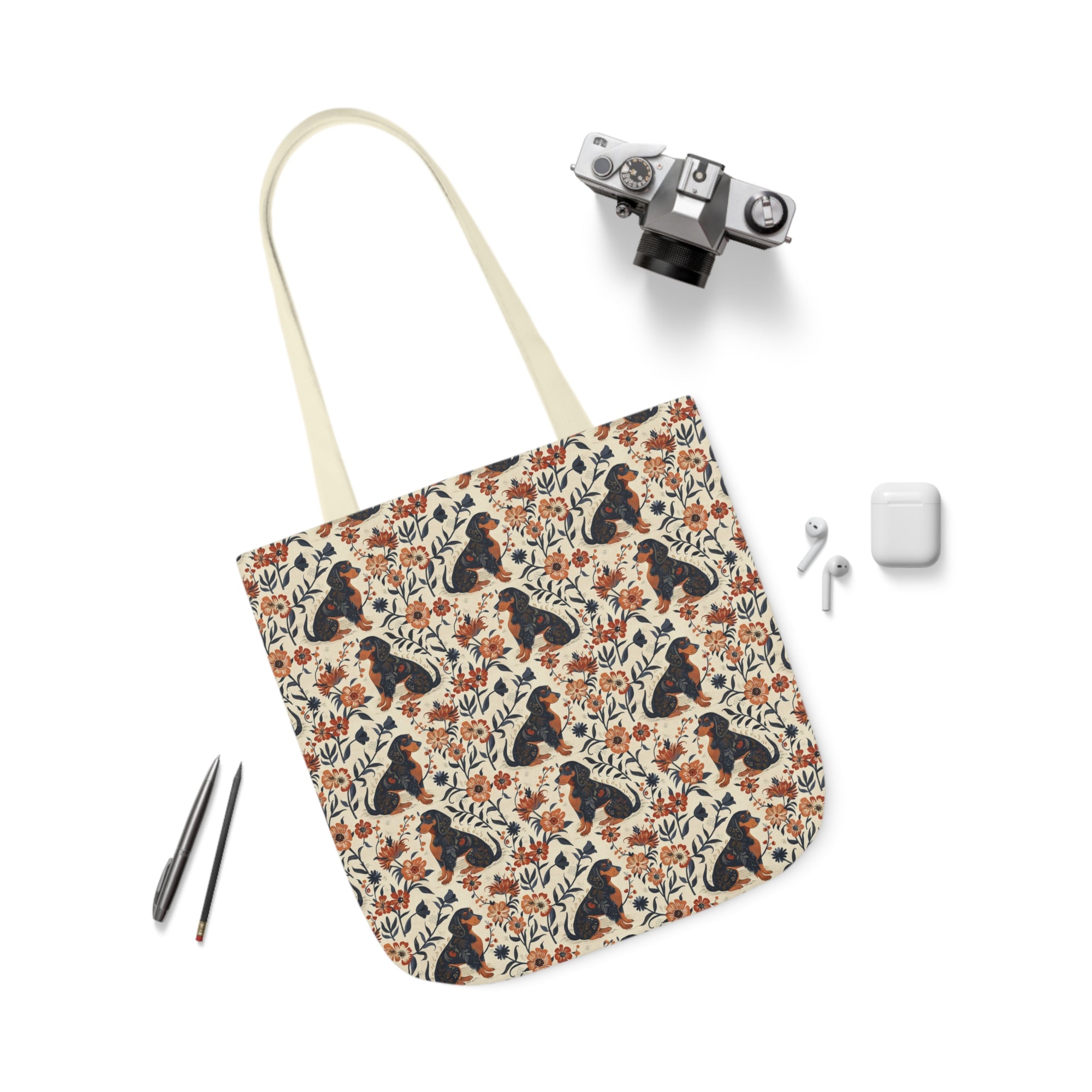 Blossoming Dachshunds Delight Canvas Tote Bag