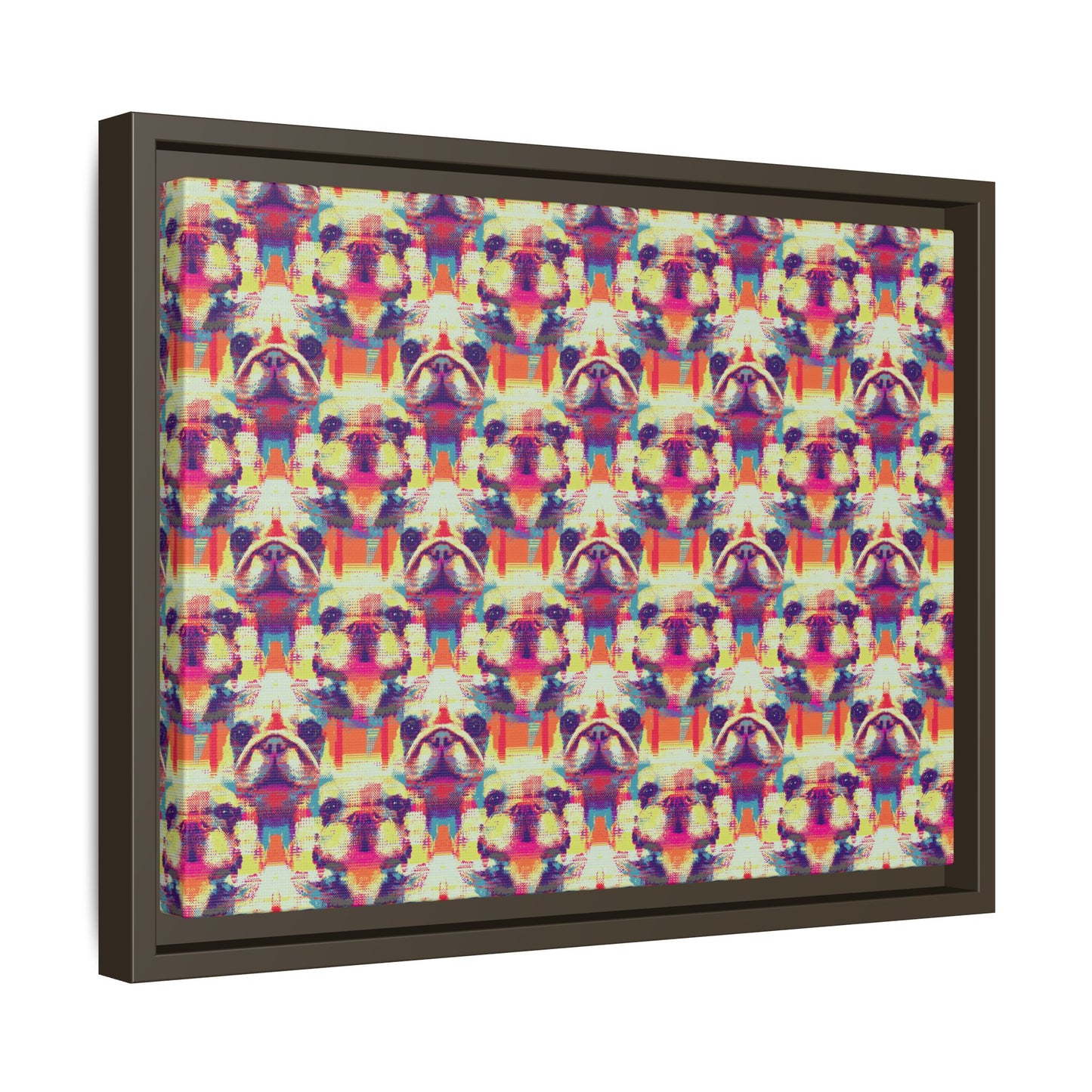 Glitchy Bulldog Blitz Matte Canvas, Framed