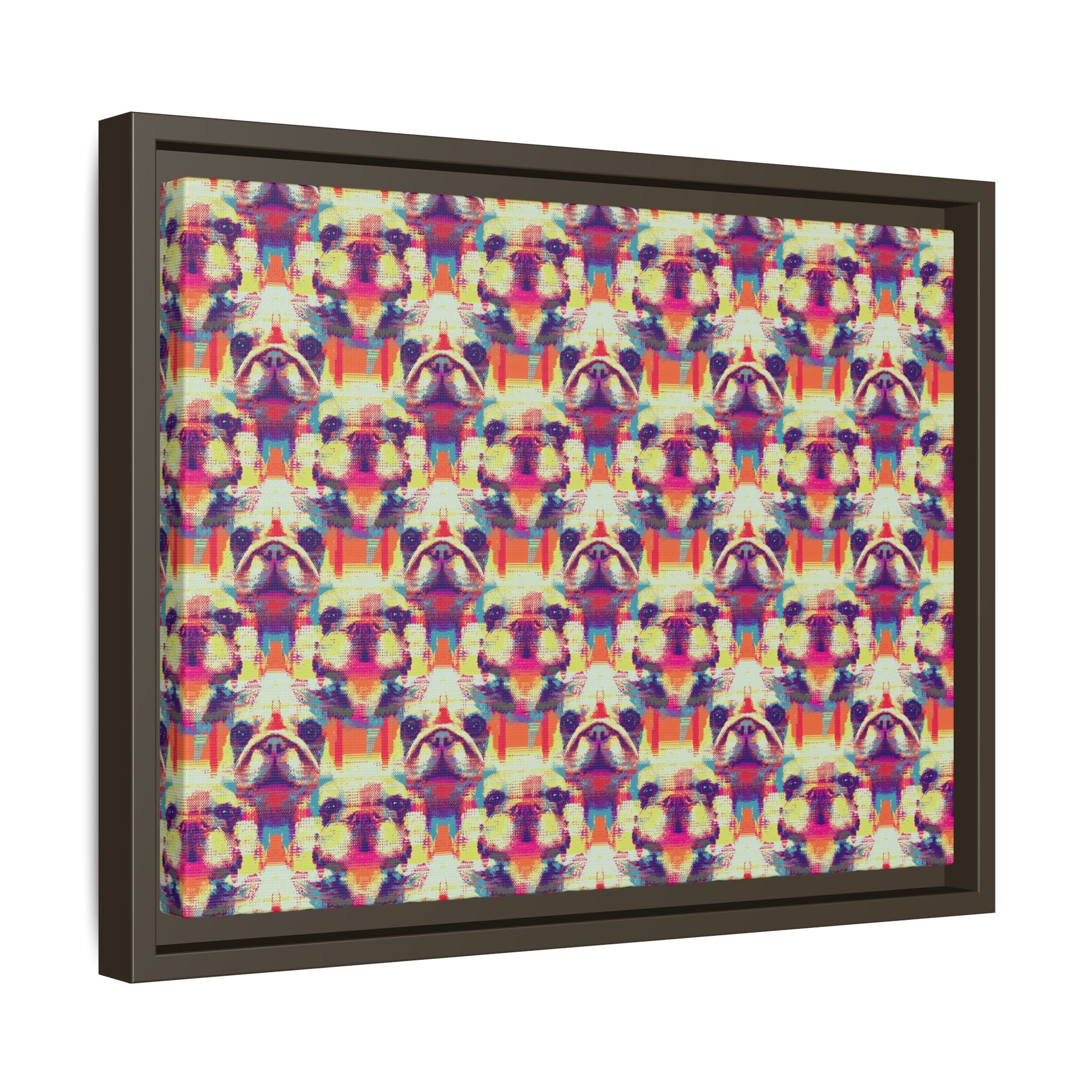 Glitchy Bulldog Blitz Matte Canvas, Framed