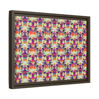 Glitchy Bulldog Blitz Matte Canvas, Framed