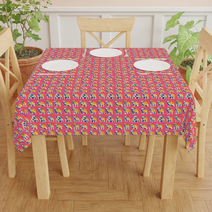 Bubblegum Glamour Bulldog Bouquet Tablecloth