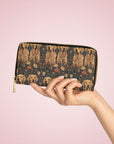 Fanciful Golden Paradise Blossom Zipper Wallet