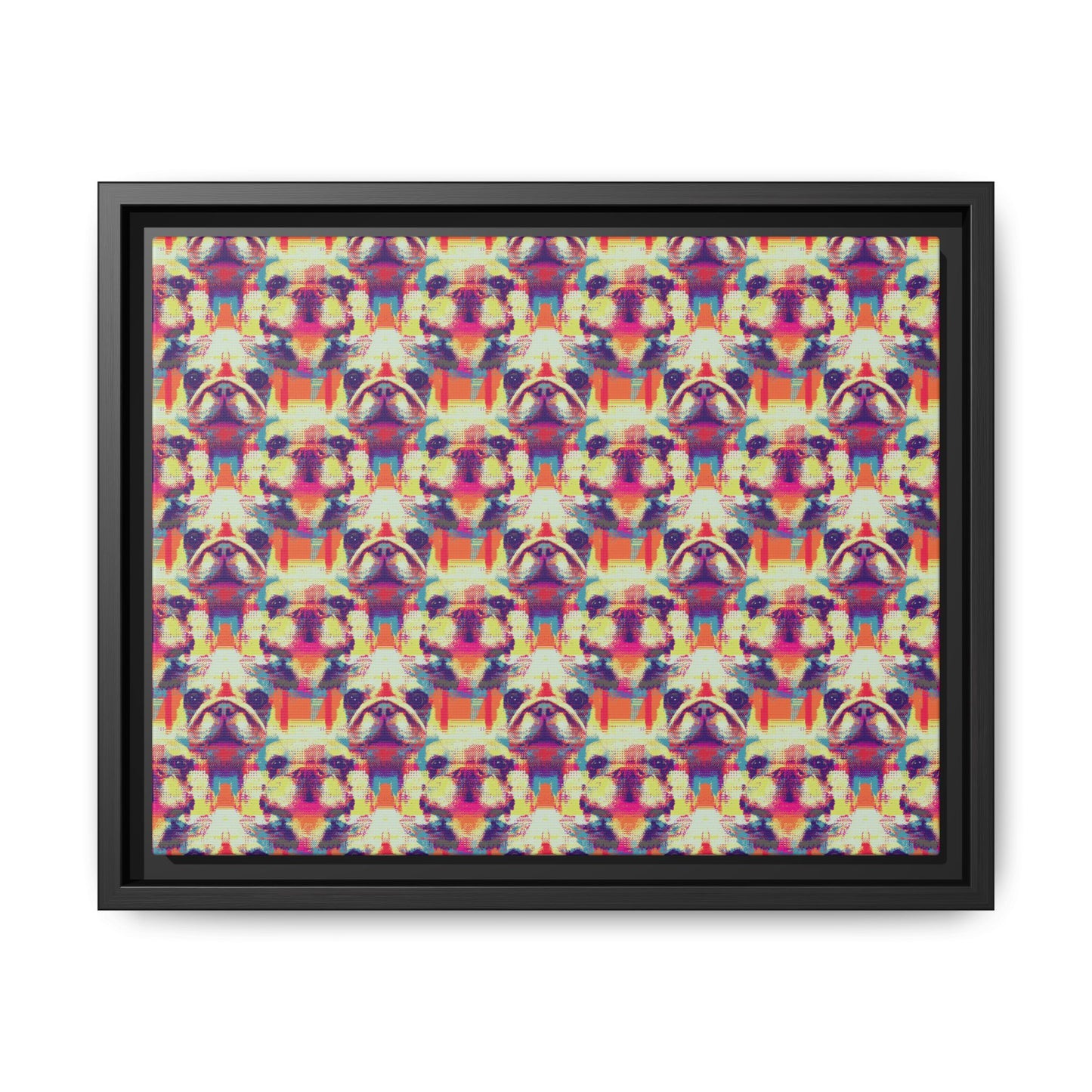 Glitchy Bulldog Blitz Matte Canvas, Framed