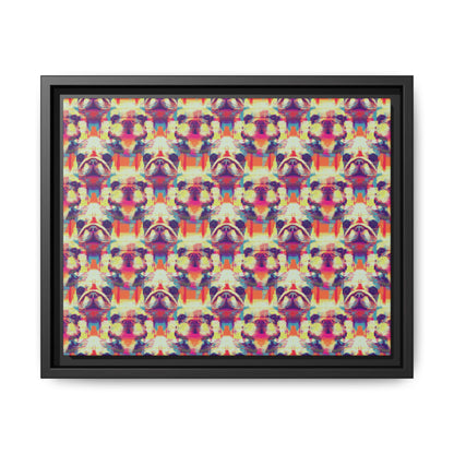 Glitchy Bulldog Blitz Matte Canvas, Framed