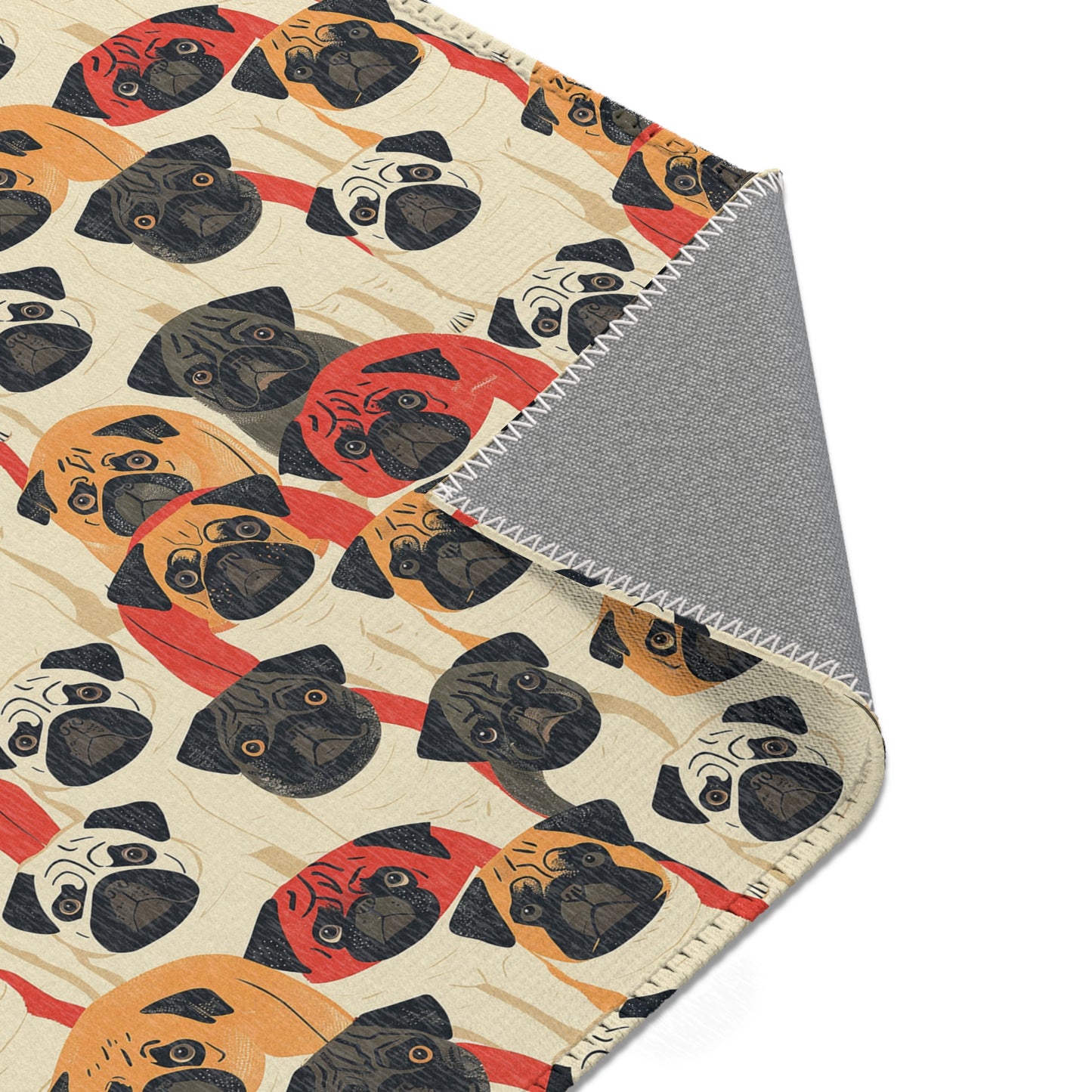 Whimsical Pug Geometry - Playful Pug Pattern Area Rug