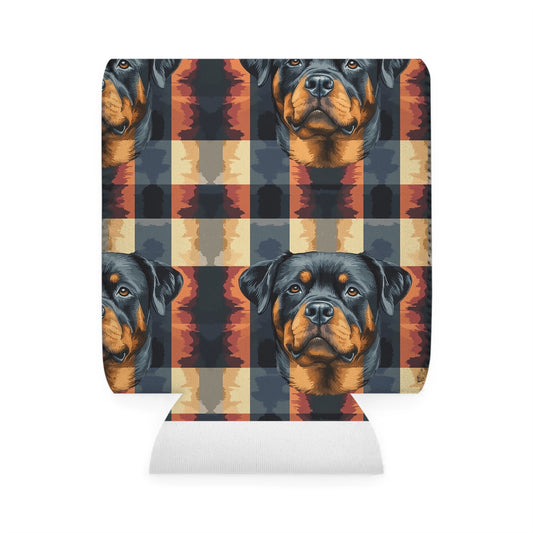 Pawsome Rottweiler Royalty Plaid Can Cooler Sleeve