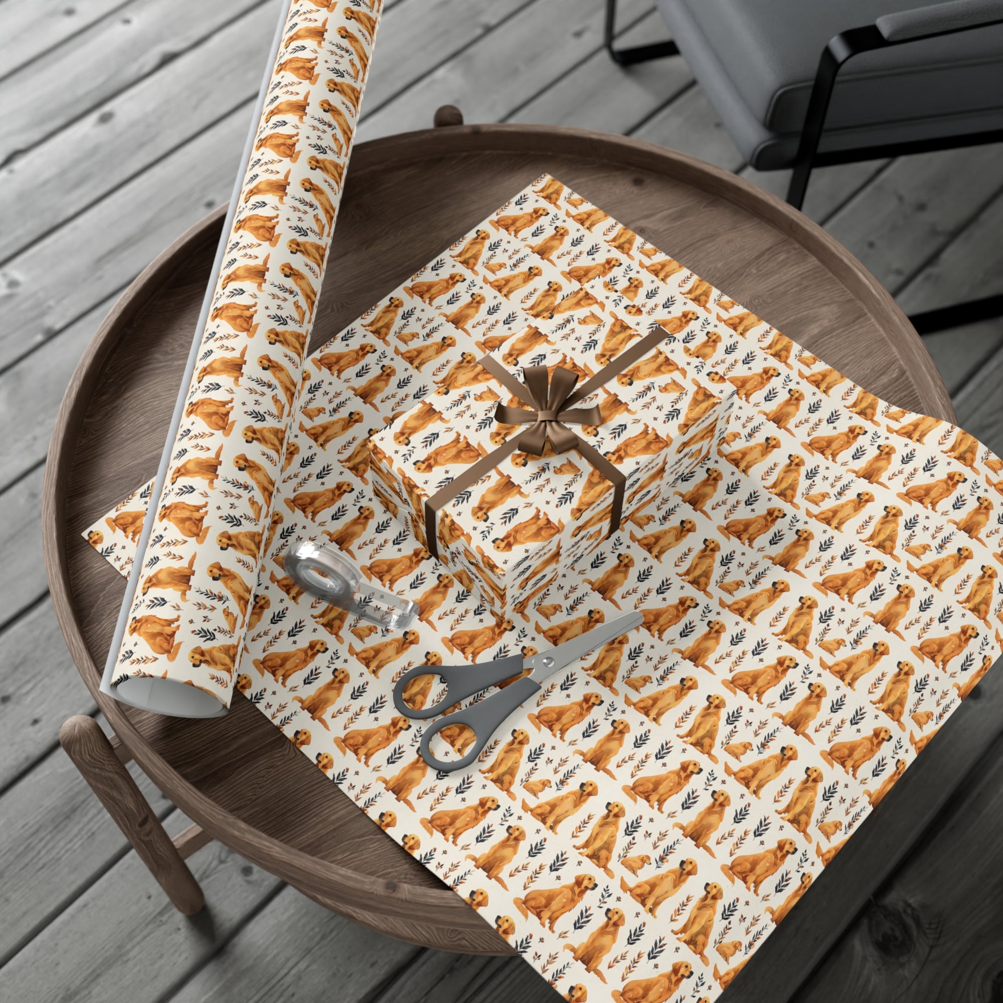 Golden Glamour Paws - Luxe Licks for Regal Retrievers Gift Wrap Papers
