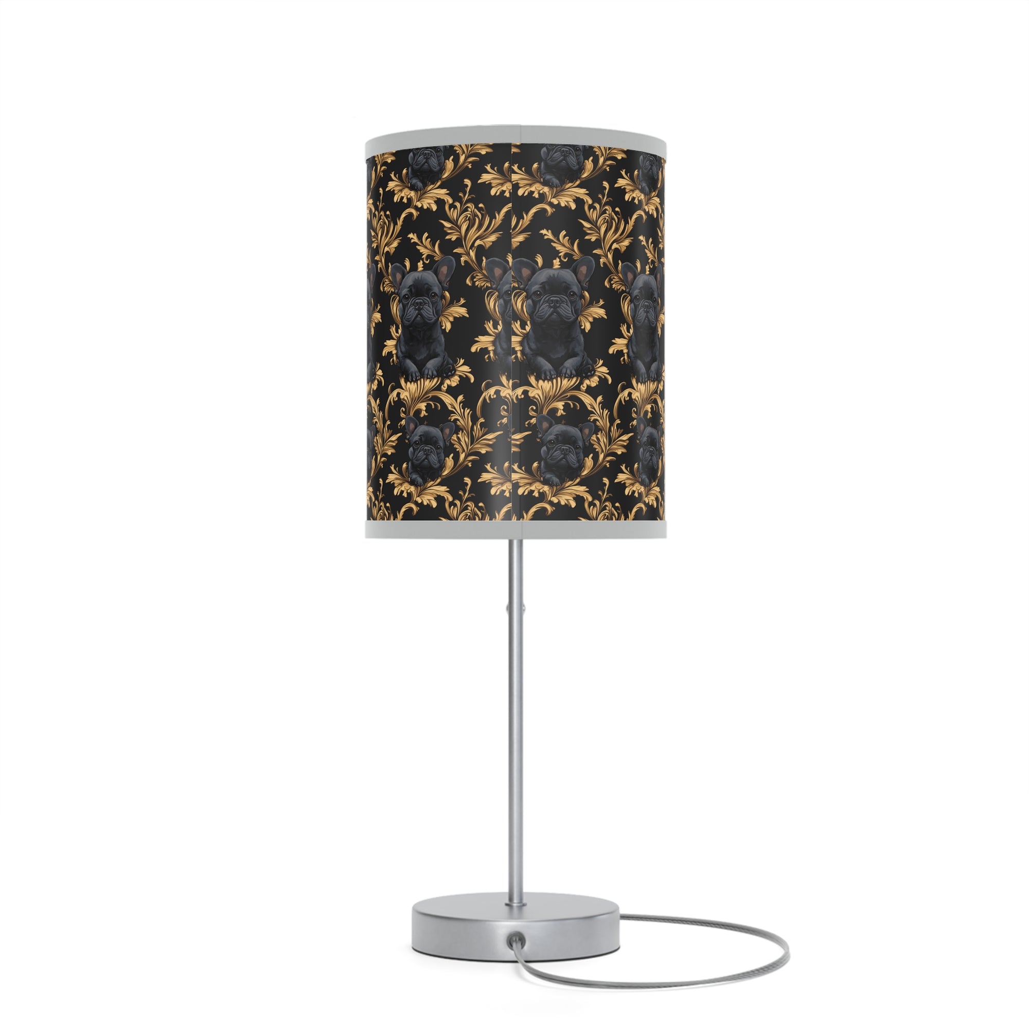 Regal Frenchie Noir Elegance Lamp on a Stand