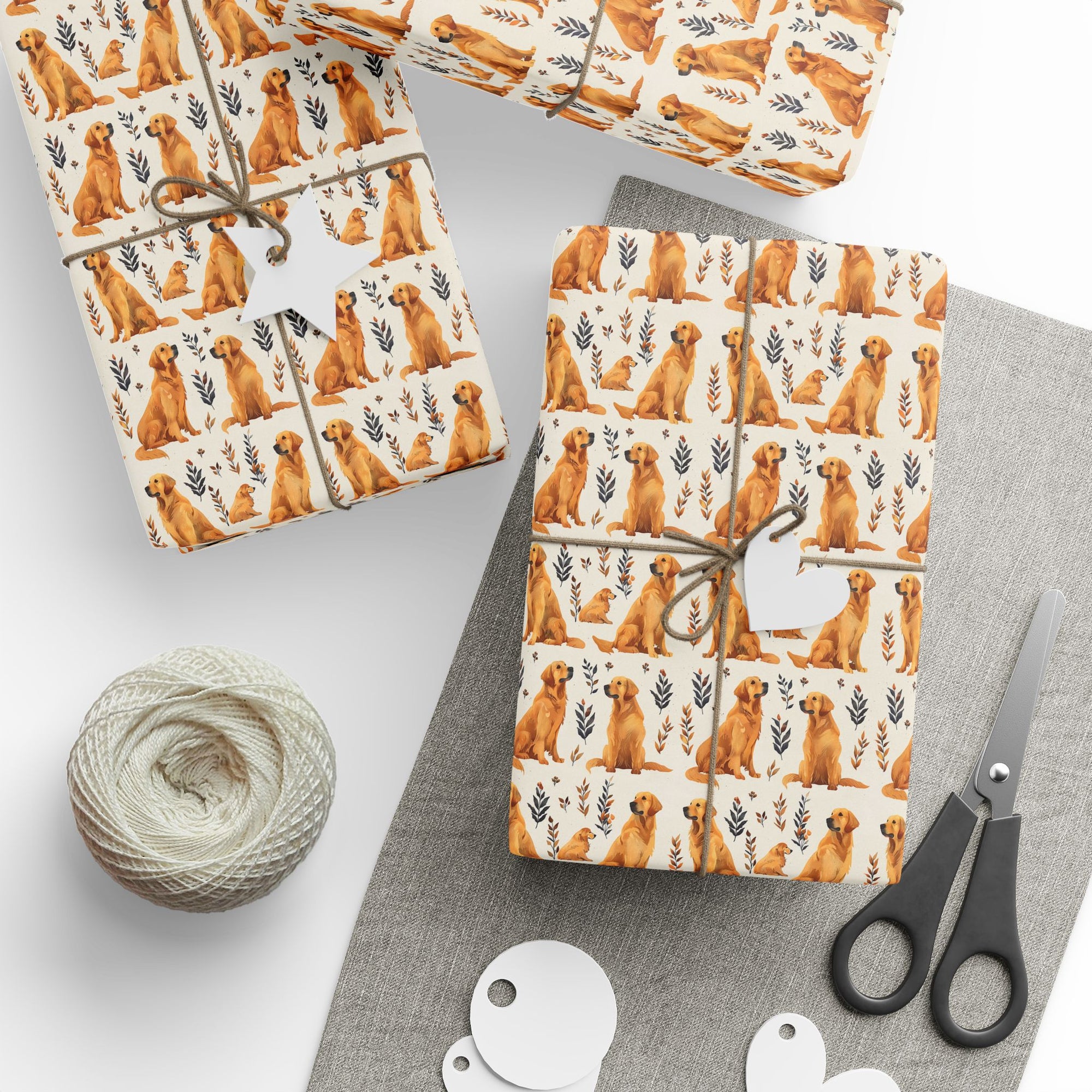 Golden Glamour Paws - Luxe Licks for Regal Retrievers Wrapping Paper