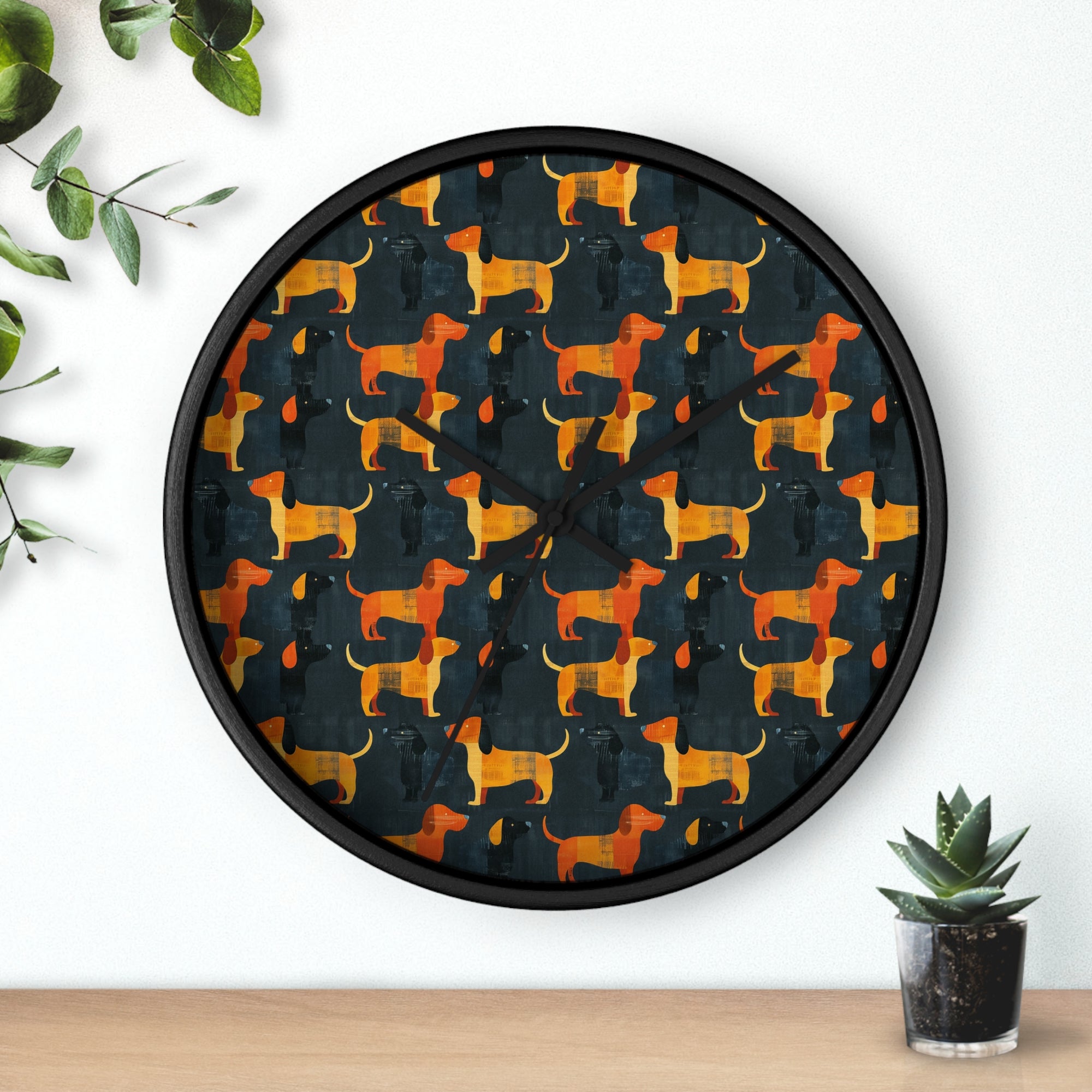 Dapper Dachshund Noir Glow Wall Clock