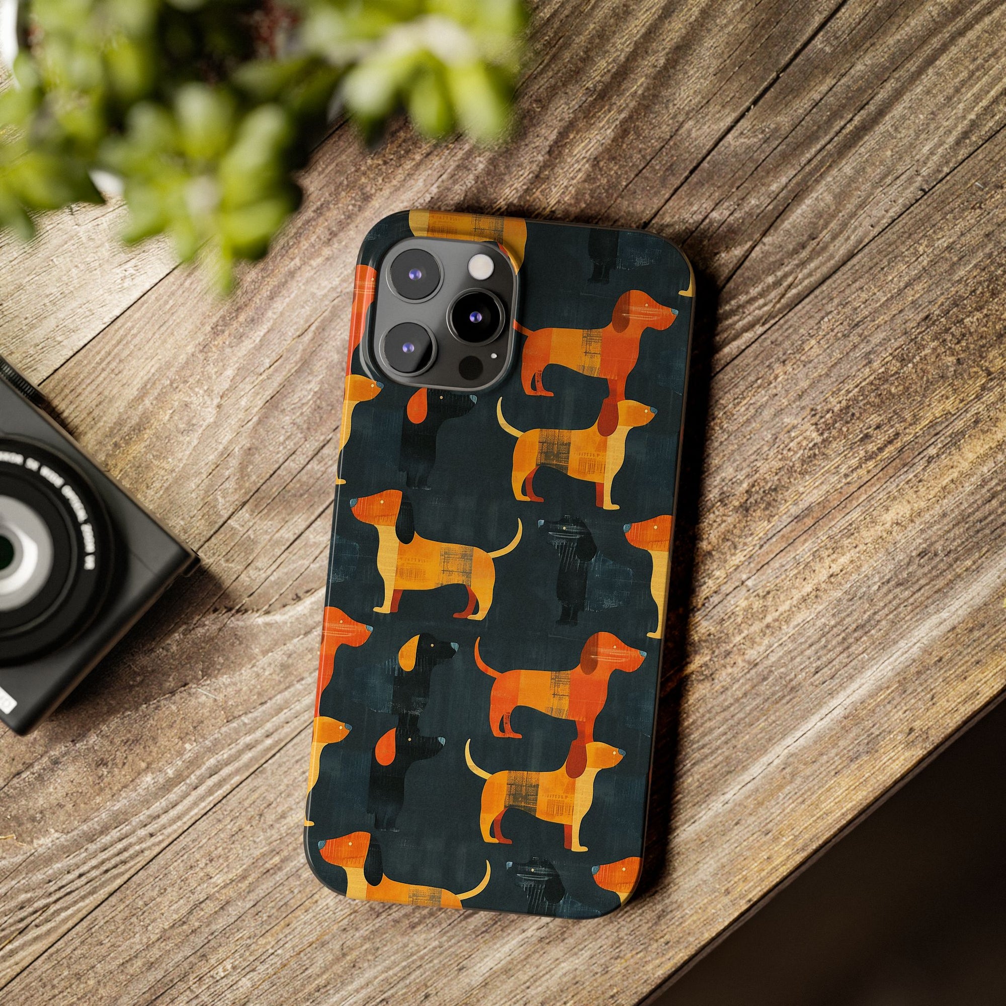 Dapper Dachshund Noir Glow Slim Phone Cases