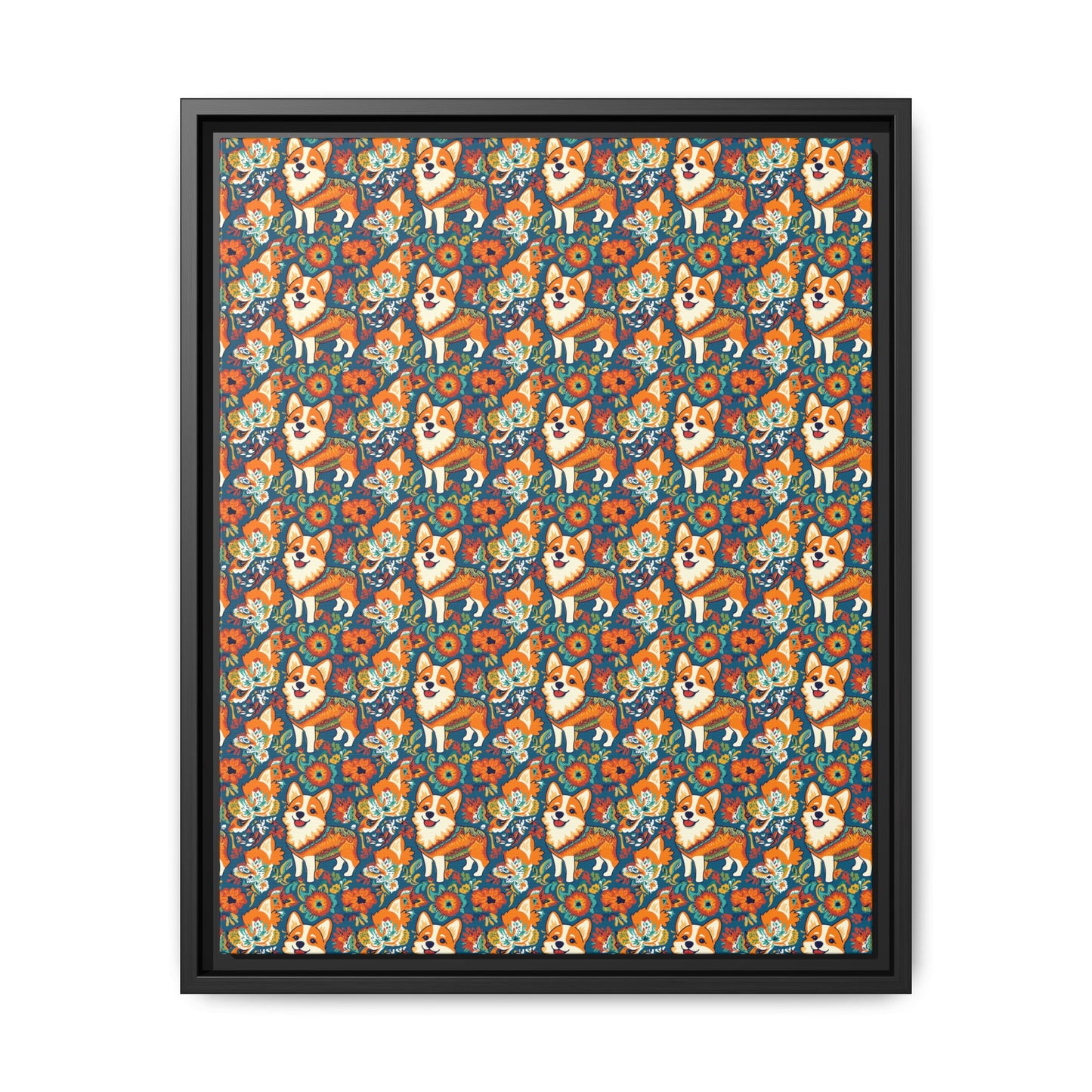 Corgi Carnival Couture Matte Canvas, Framed