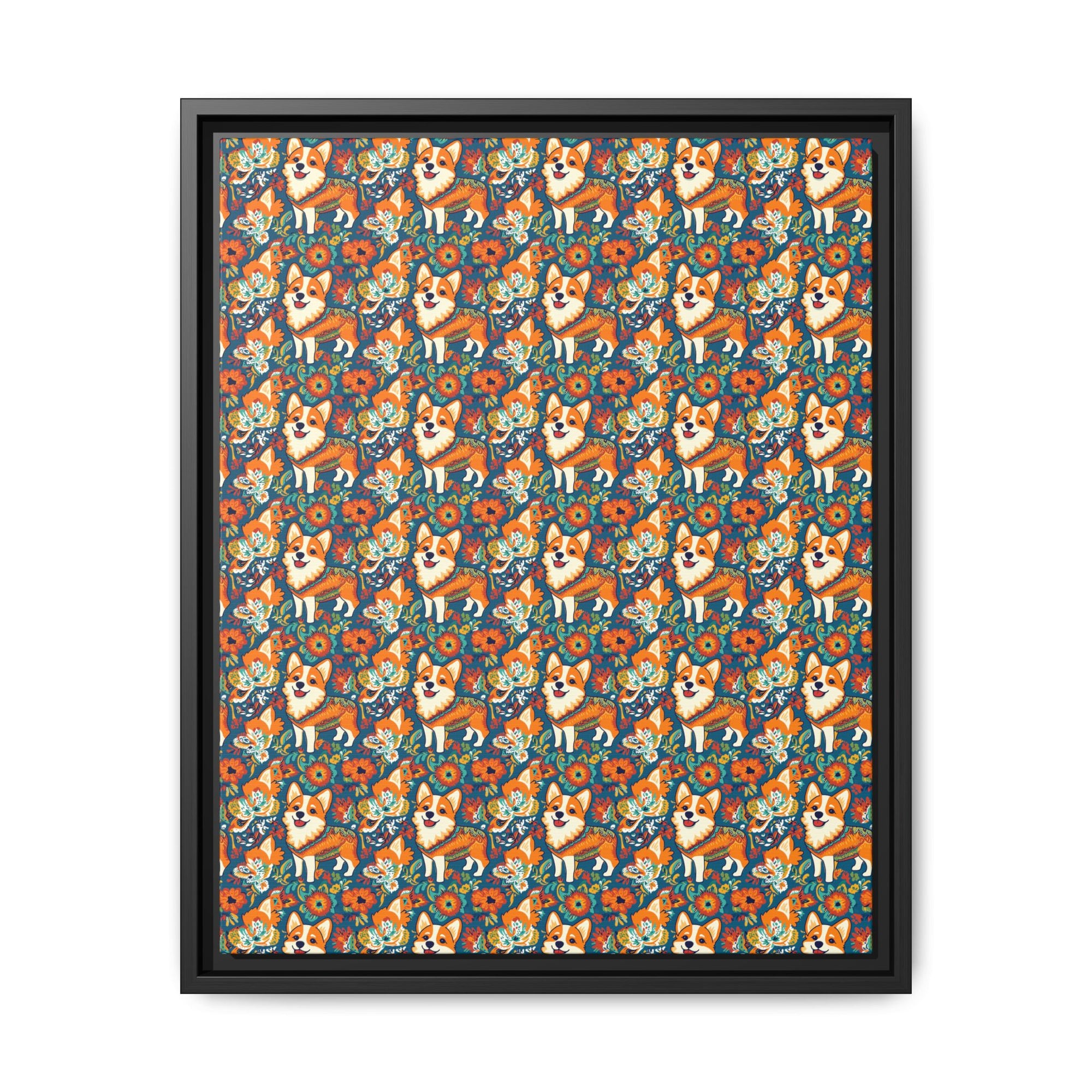 Corgi Carnival Couture Matte Canvas, Framed