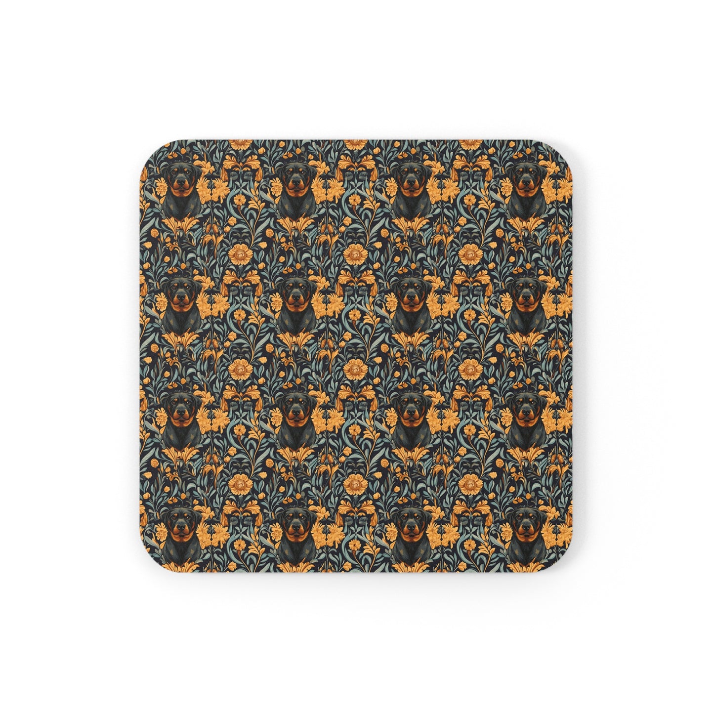 Ruffle Rottie Glamourific Cork Back Coaster