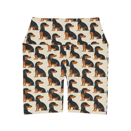 Whimsical Dachsund Dreamcatcher High Waisted Yoga Shorts