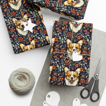 Floofy Corgi Blossom Blast Gift Wrap Papers