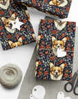 Floofy Corgi Blossom Blast Gift Wrap Papers