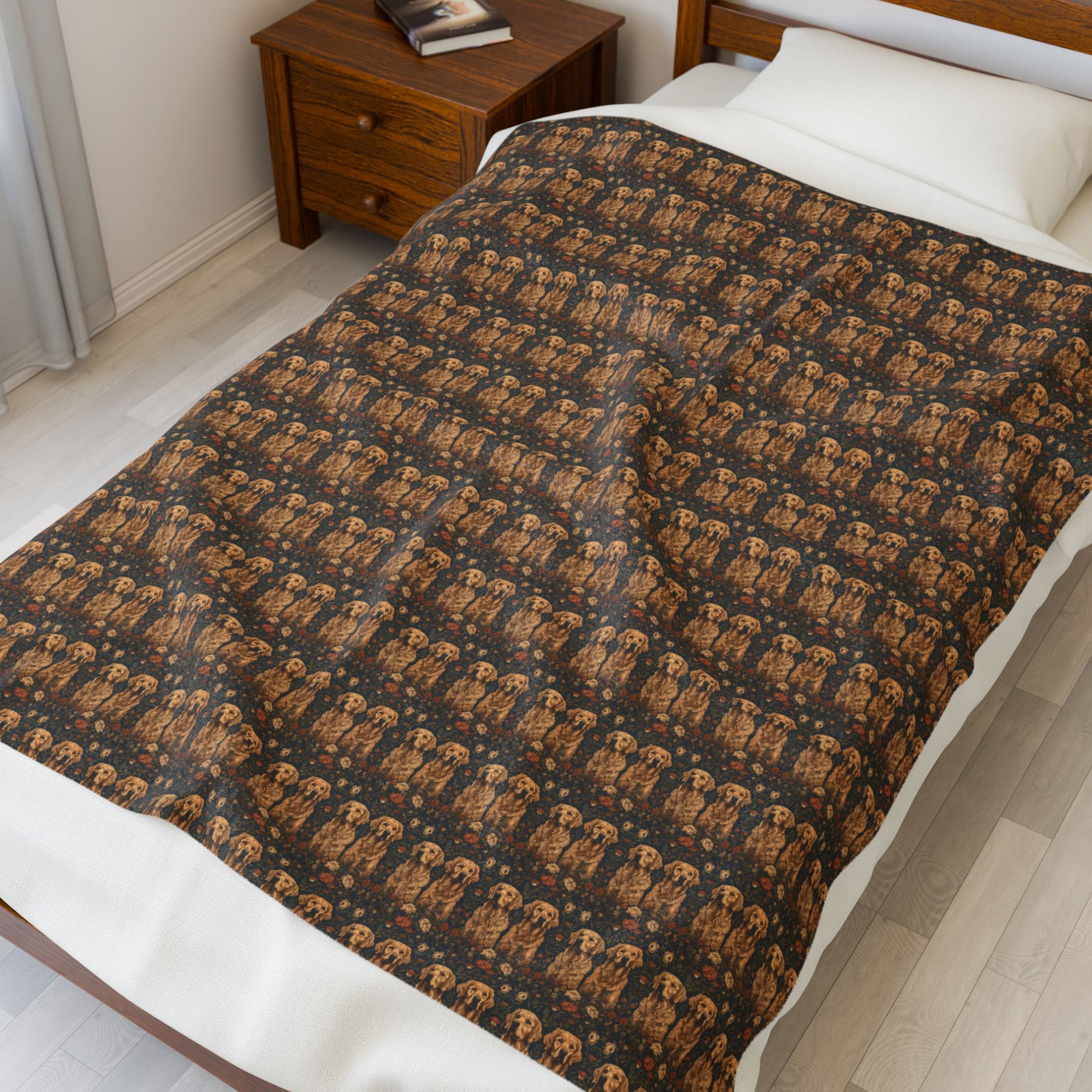 Fanciful Golden Paradise Blossom Velveteen Plush Blanket