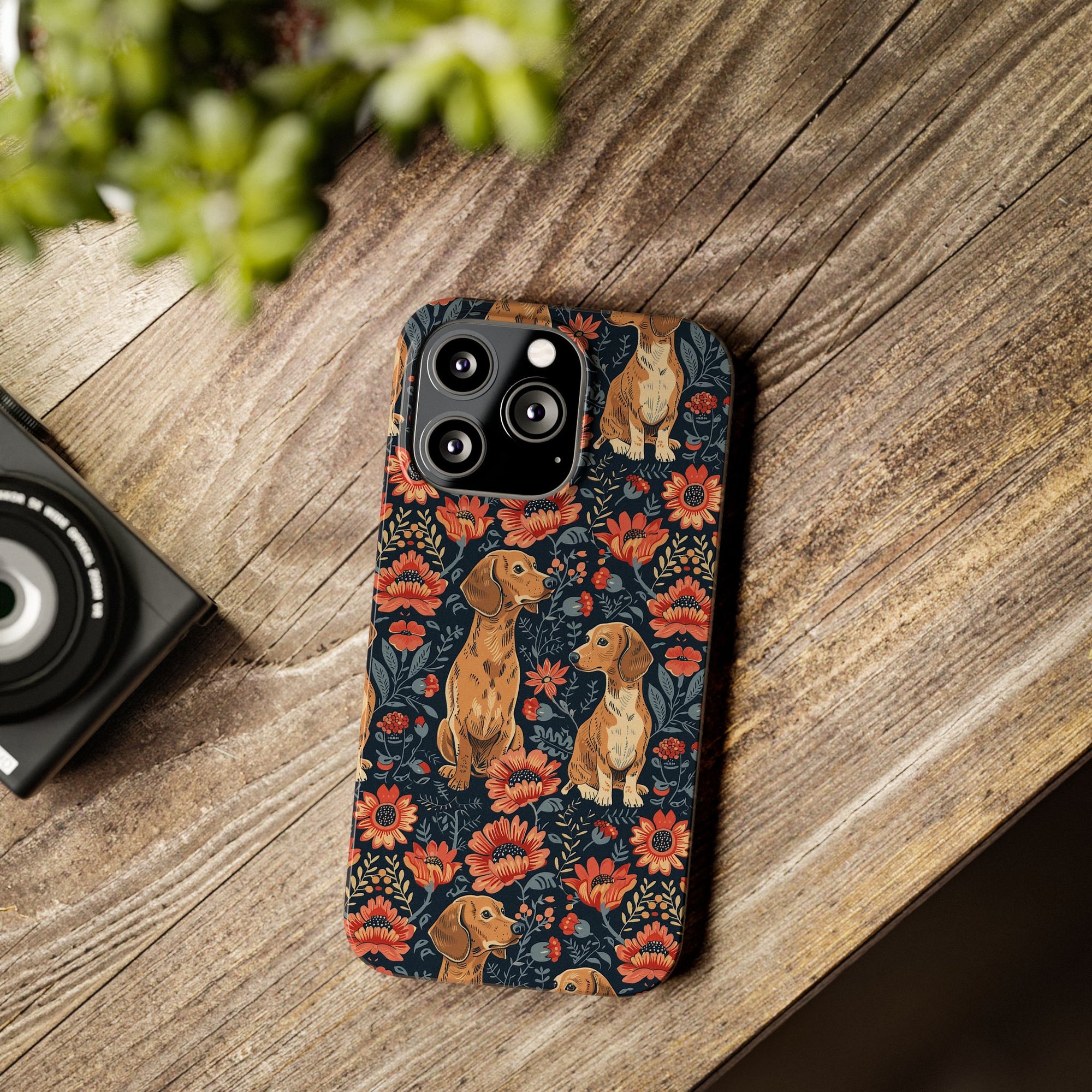 Floral Pawsome Dachsund Delight Slim Phone Cases