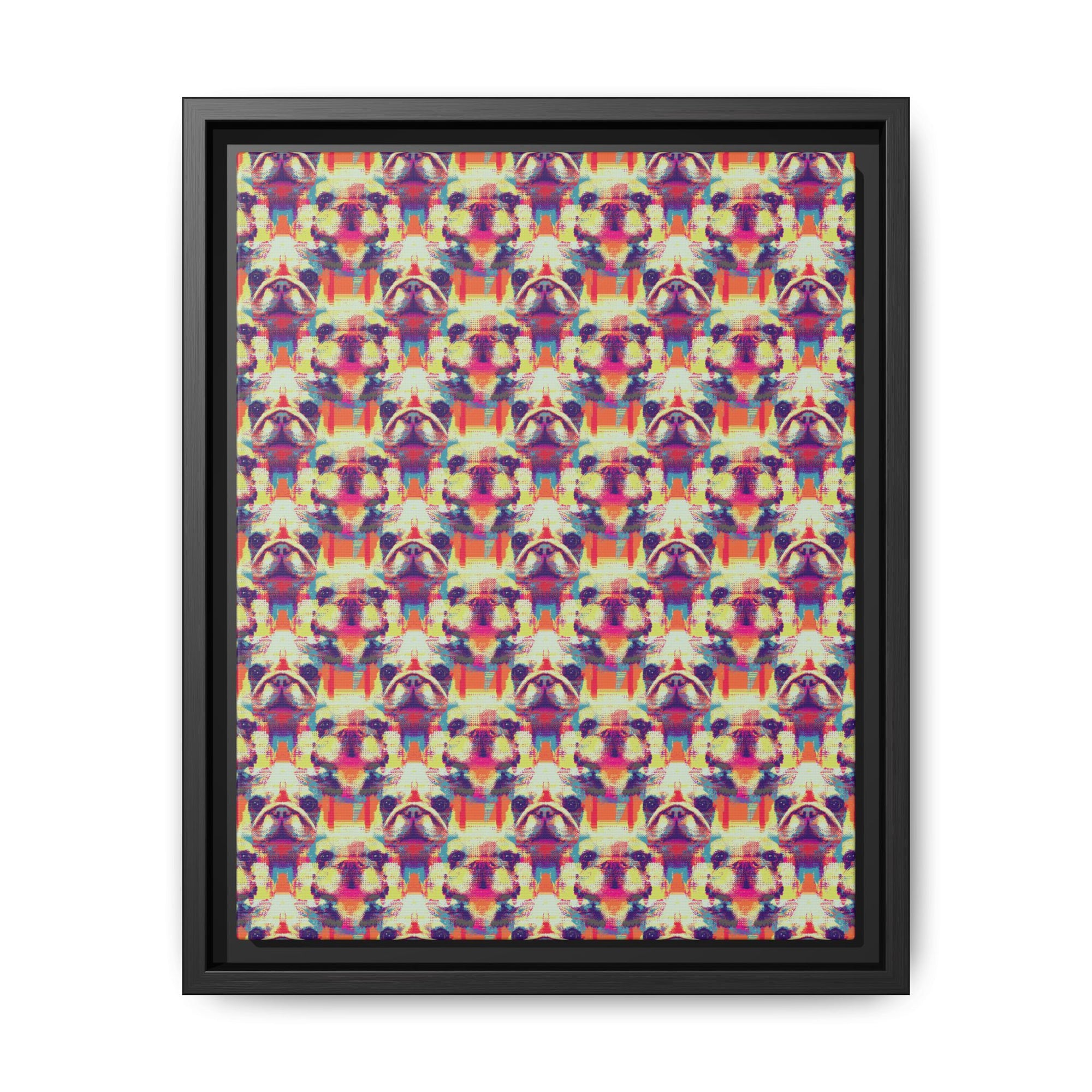 Glitchy Bulldog Blitz Matte Canvas, Framed