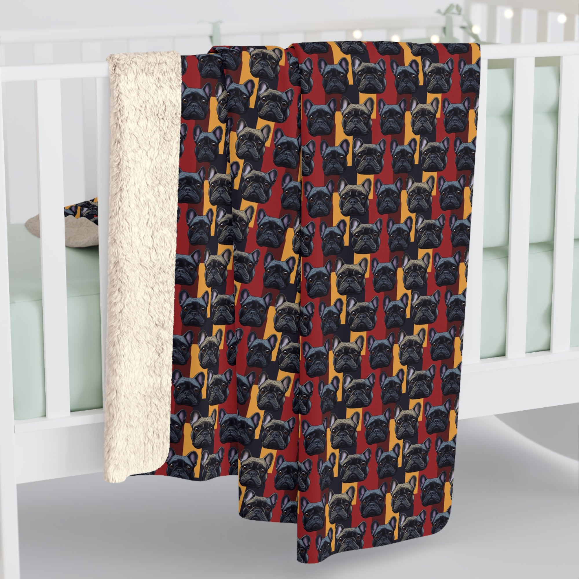 Chic Canine Checkmate - Frenchie Edition Sherpa Fleece Blanket
